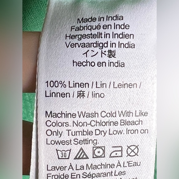 J.Crew 100% Linen Blouse Square Neck Balloon Sleeve Button Front Green Size XL - Picture 5 of 7